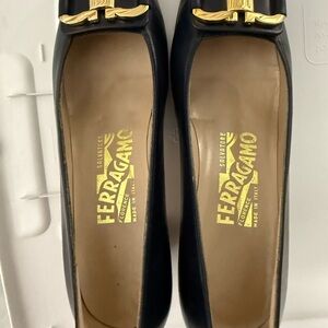 Vintage Salvatore Ferragamo Black Leather Flats